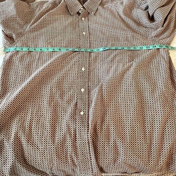 Nautica Classic Fit Shirt Size Large Mens Button Down Pocket Long Red Tan Print - Picture 6 of 8